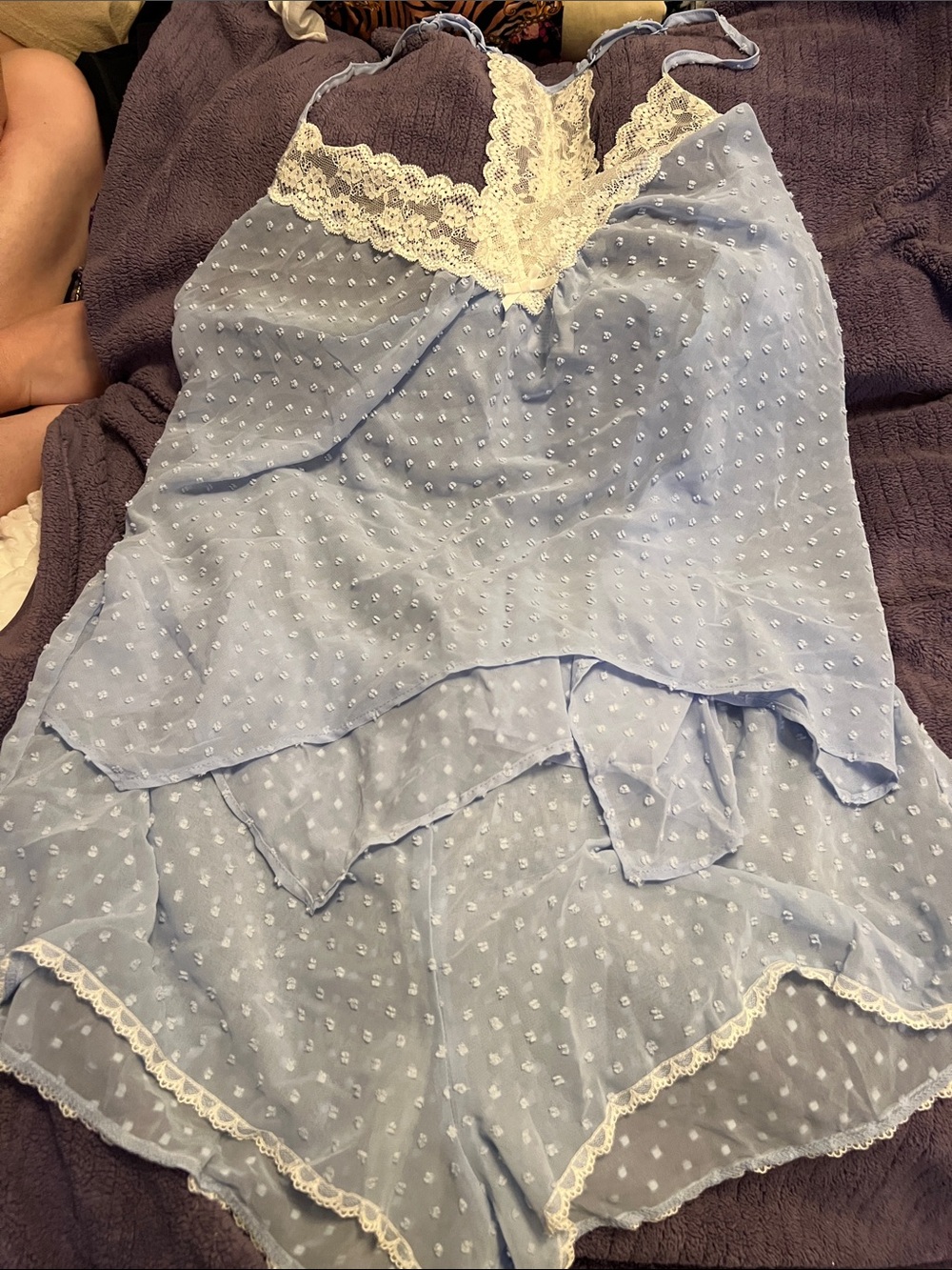 Apt. 9 Light Blue Asymmetrical Lace-Trim Skirt